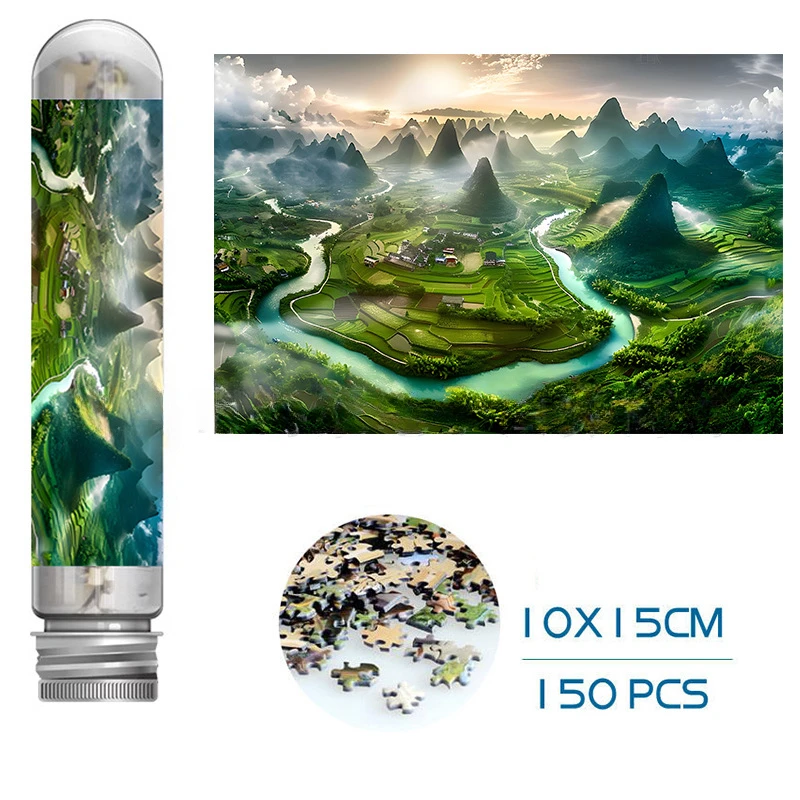 

150 шт. мини-портативные пробирки-головоломки, пейзажные мультяшные игрушки, высокая сложность, мини-синие материалы для карт, необходимые праздничные подарки
