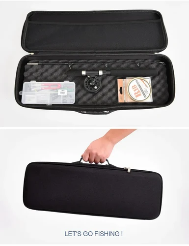 Imagen 2 del producto Bolsa de herramientas de pesca portátil EVA, bolsa de caña de pescar portátil a prueba de golpes, forro de esponja, rueda de pesca, Kit de accesorios de pesca al aire libre