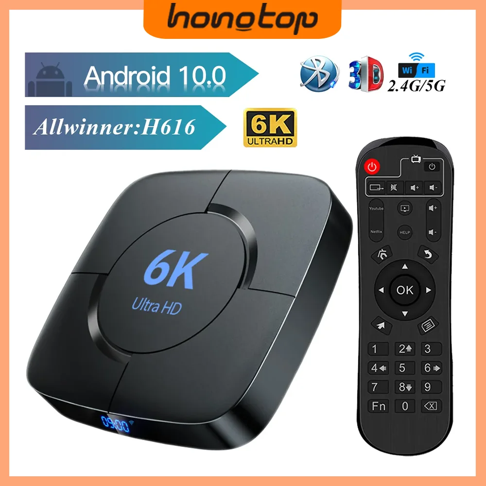 Smart 6K TV Box Android 10 Allwinner H616 Quad Core 2.4G/5GHz Wifi BT 32GB 64GB 6K 4K HD Video Media Player Set Top Box