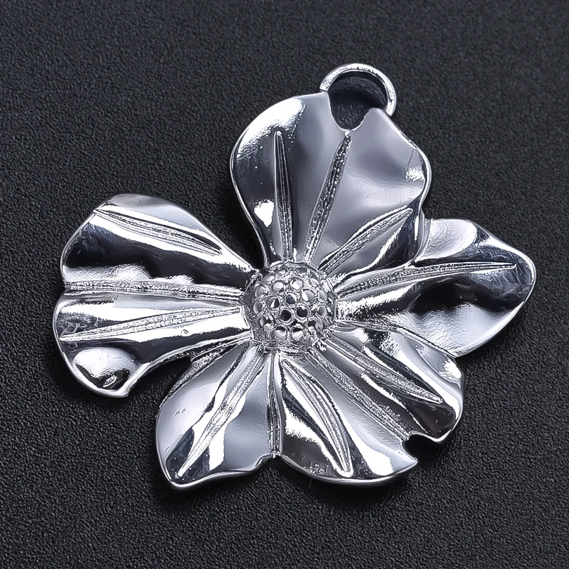 6pcs Silver Color Plant Tree Leaf Flower Charms For Jewelry Making Earring Necklace Connector Stainless Steel Charm Pendant Bulk