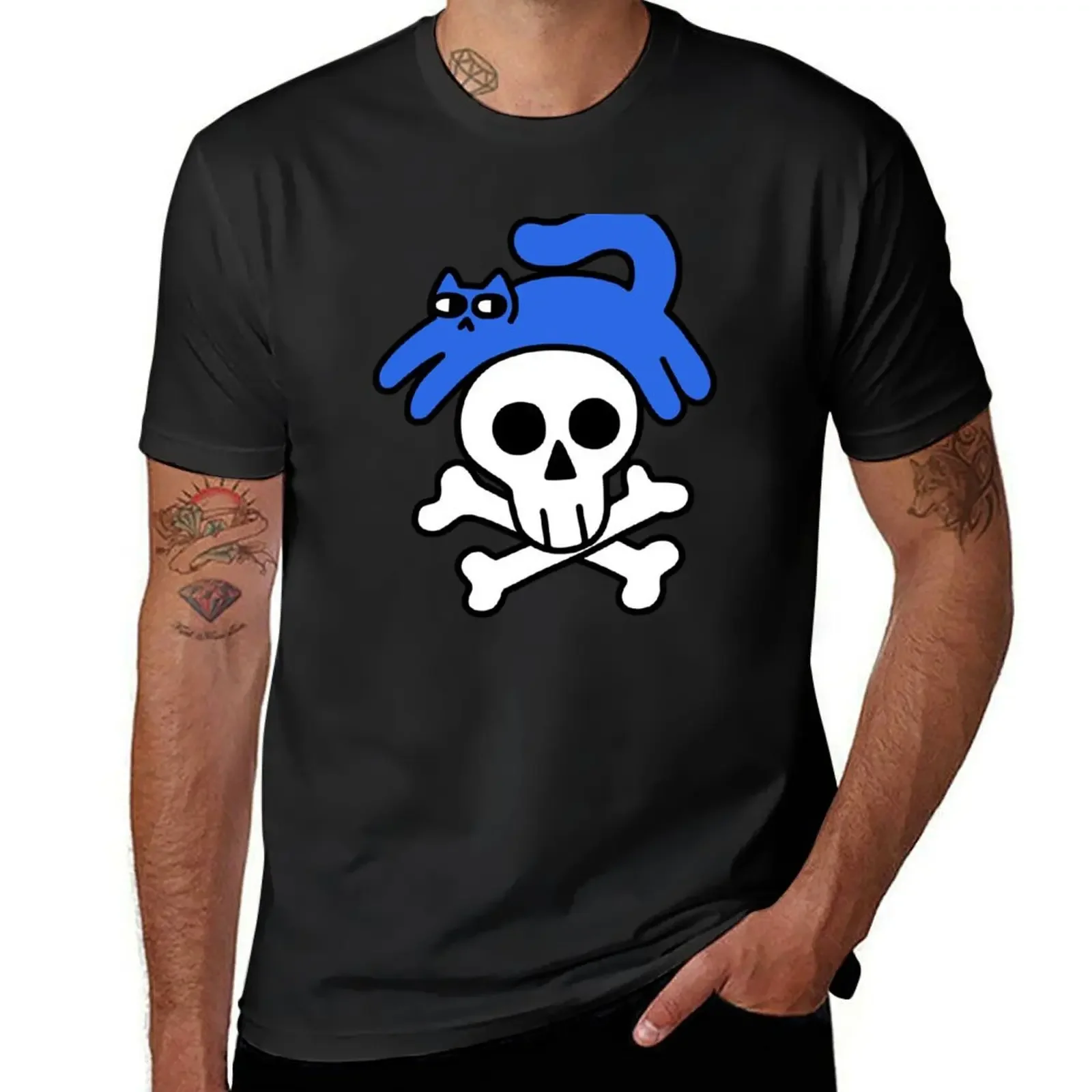 Cat And Skull And Crossbones T-Shirt for a boy customs design your own mens workout shirts