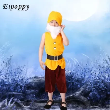 زي الأقزام السبعة للأطفال ، أزياء الهالوين ، كرنفال تأثيري ، ملابس عيد الميلاد الأداء ، أداء الأطفال