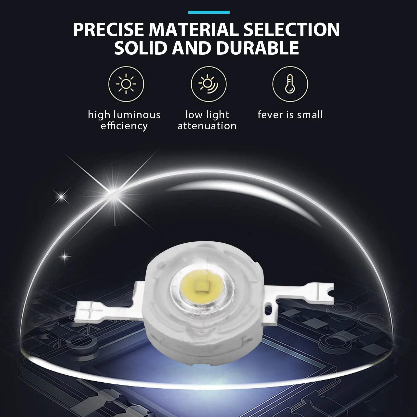 AT77 50 pièces 1W Diode haute puissance blanc froid perles Led 1 Watt puce de lampe 3 V-3.4 V