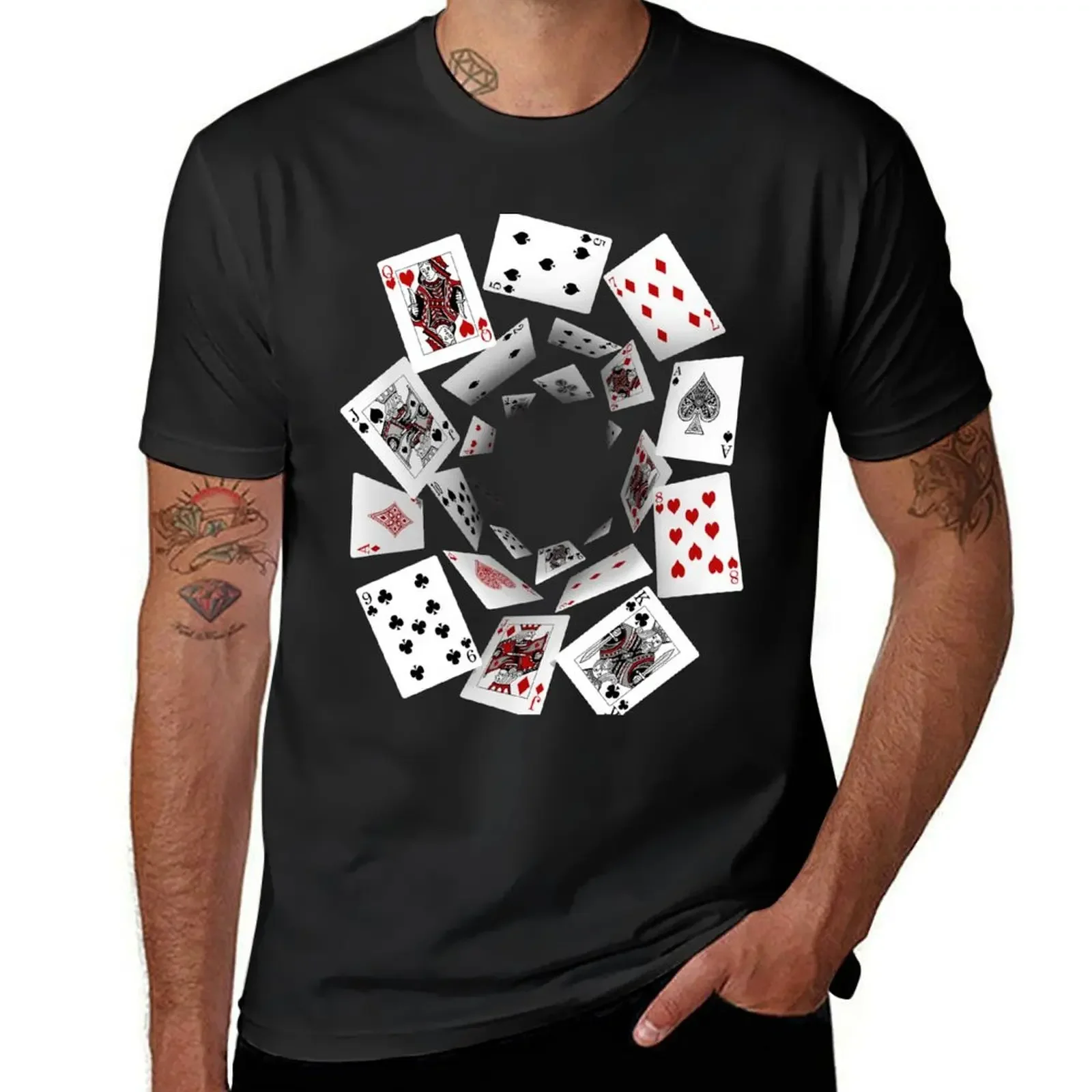 Falling Cards T-Shirt street wear boys whites heavy weight t shirts for men