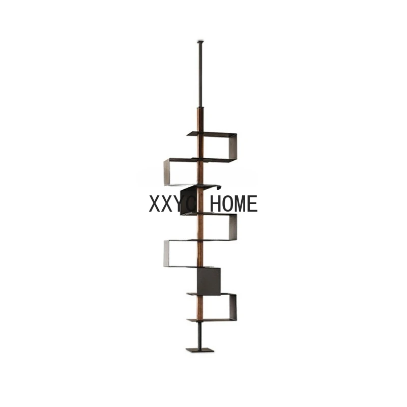 

Italian-Style Light Luxury Home Floor Top Storage Bookshelf Adjustable Floor Height Storage Metal Hallway Rack