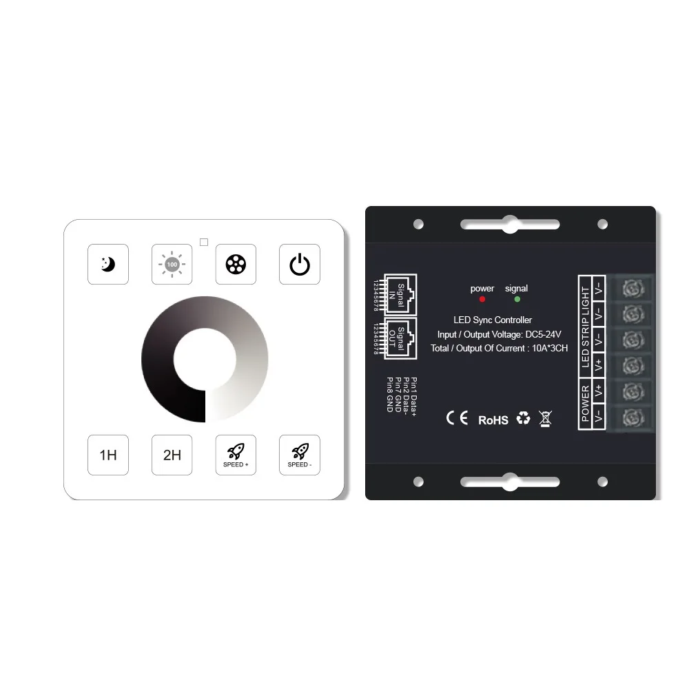 DC5V-24V 8KEY 86 ประเภท 2.4G RF Wireless Touch Dimmer 12V RGB Controller เครือข่ายแบบซิงโครนัสสําหรับ SMD5050 2835 LED Strip Light โคมไฟ