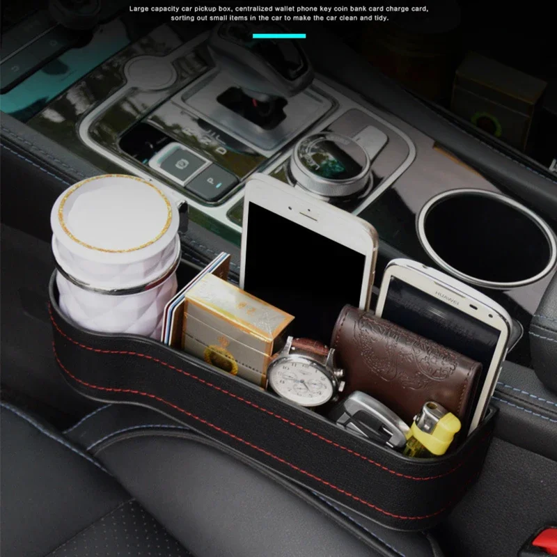 Car Seat Gap Filler Storage Box Multifunction Car Crevice Storage Box Organizer Auto Seat Slit Card Pocket Phone Cup Holder