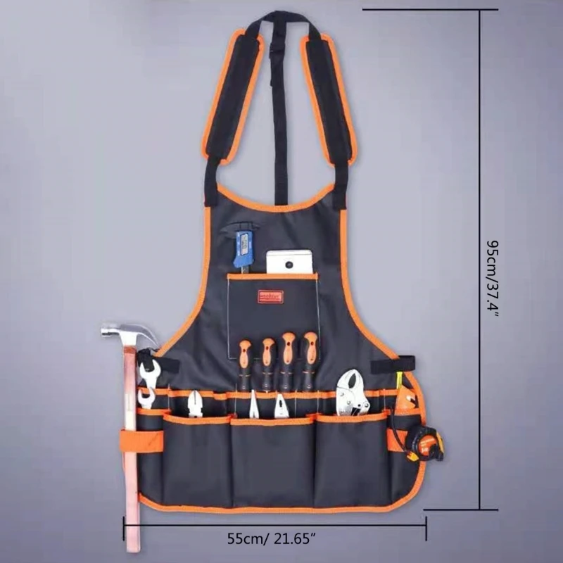 Grembiule da lavoro con 10 tasche per attrezzi, grembiule per lavorazione del legno Grembiule per attrezzi durevole in Oxford