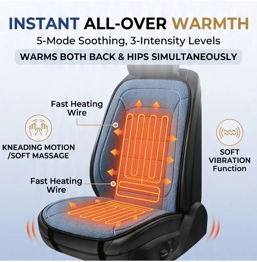 Electric Heating Pad Multifunctional Cushion, 10 Heat Levels & 4 Timers for Back Legs Shoulders Neck Comfort Winter Warm