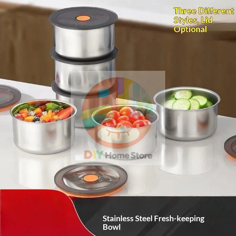 Stainless Steel Food Storage Bowl with Secure Lid Heat Resistant Stackable for Kitchen Refrigerator Food Preservation