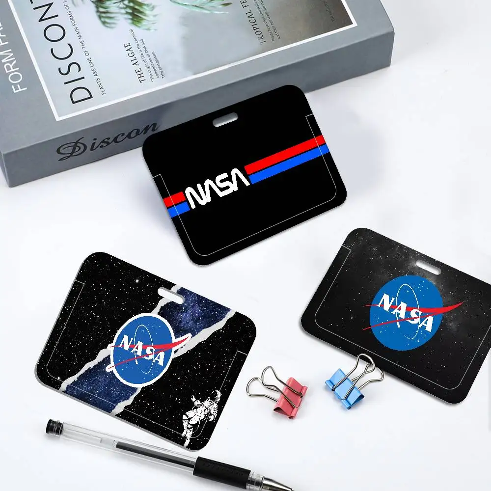 Classic Hit N-NASA-A ID Card Holders Lanyards Girls Door Card Case Hanging Rope Women Badge Holder Neck Strap Business Card