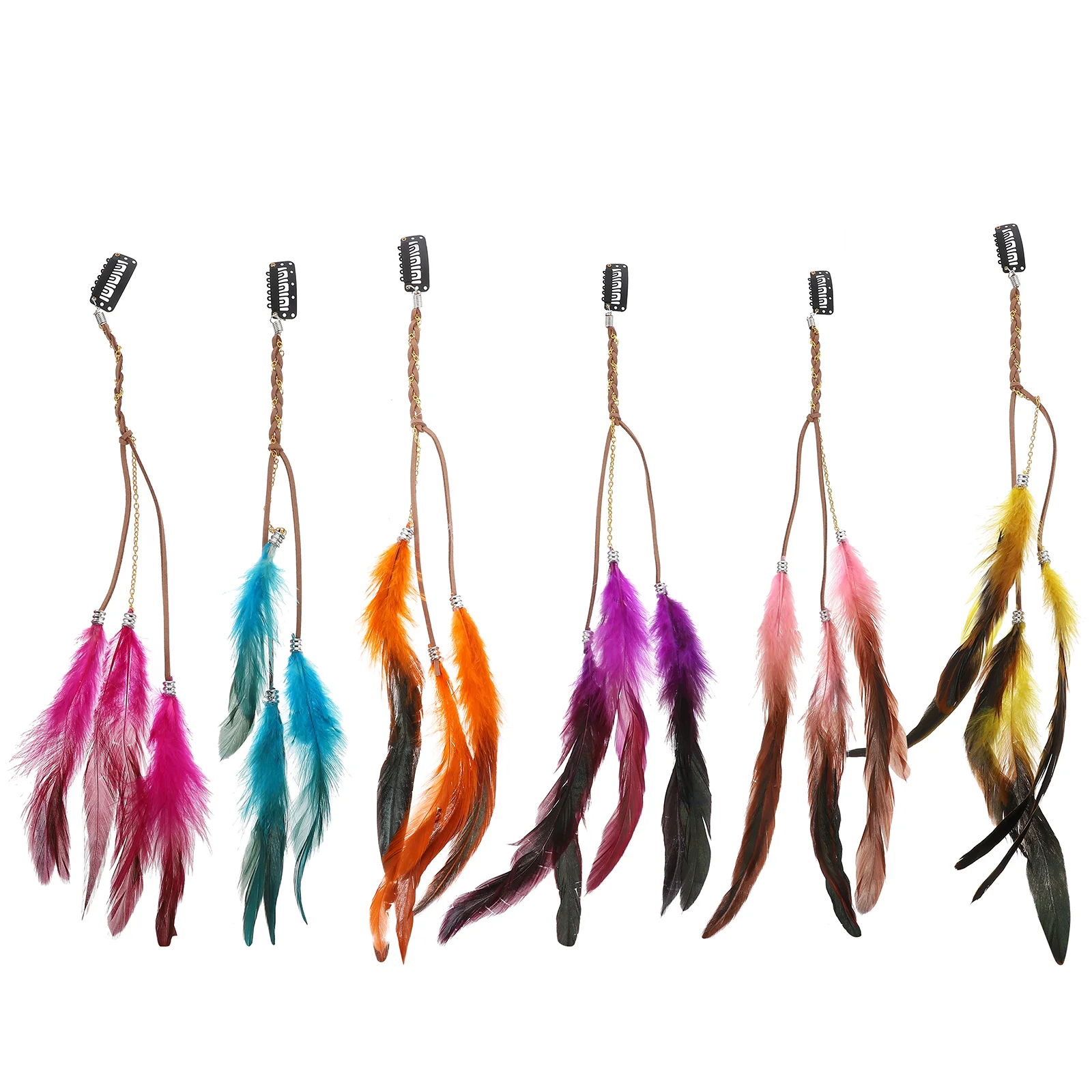 

6 Pcs Feather Hairpin Tassel Decoration Headdress Headband Headwear Bohemian Accessories Berries