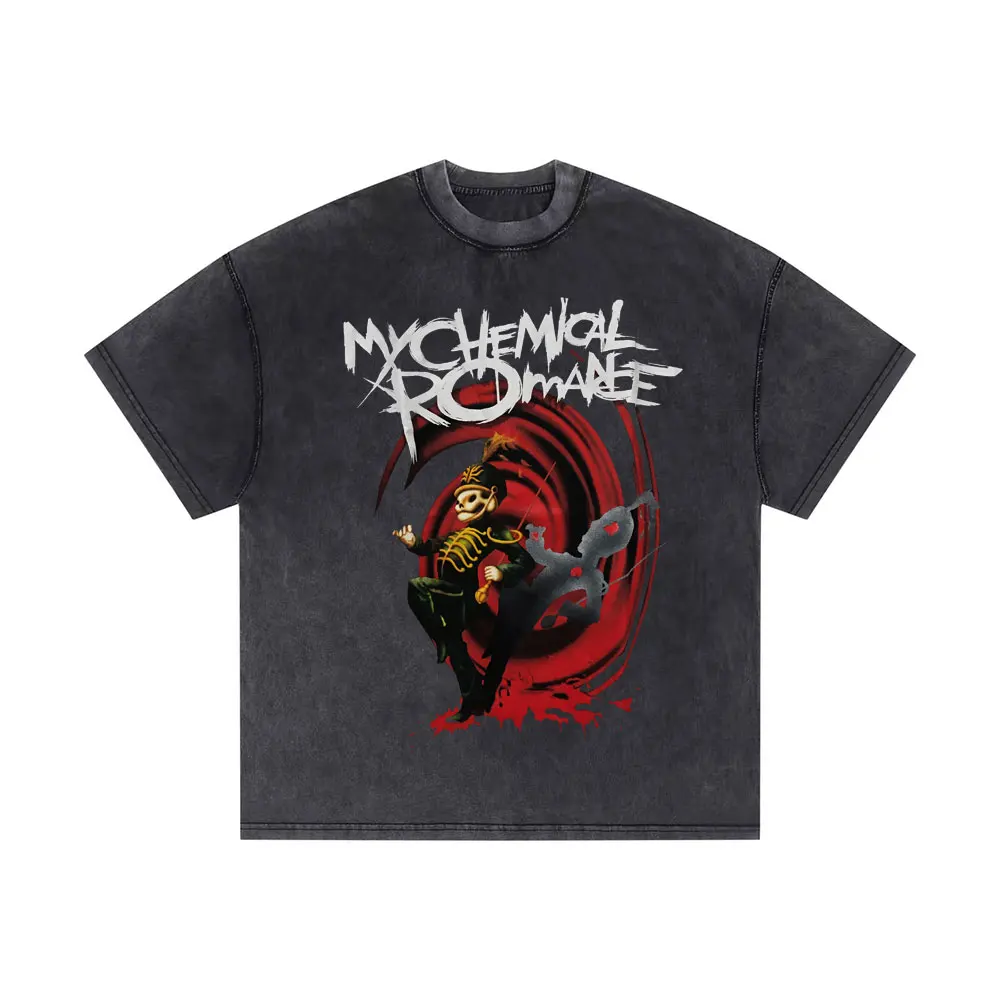 

Washed Vintage The Black Parade Tshirt Men Rock Band My Chemical Romance T Shirt Men Women Eu Size Oversized Short Sleeve Tshirt