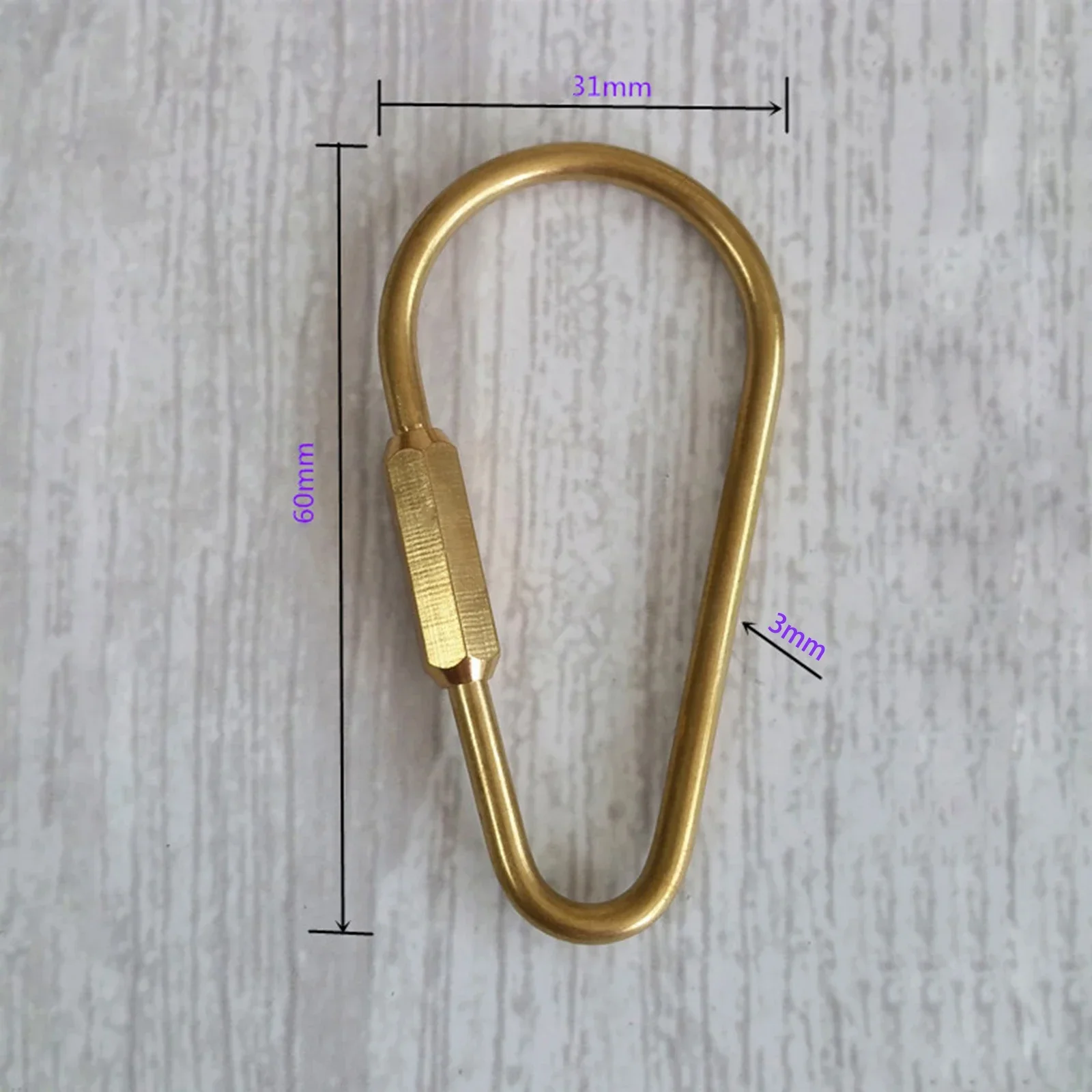 1PC Simple Brass Gold Keychain with Screw Lock 60*31mm D-shape