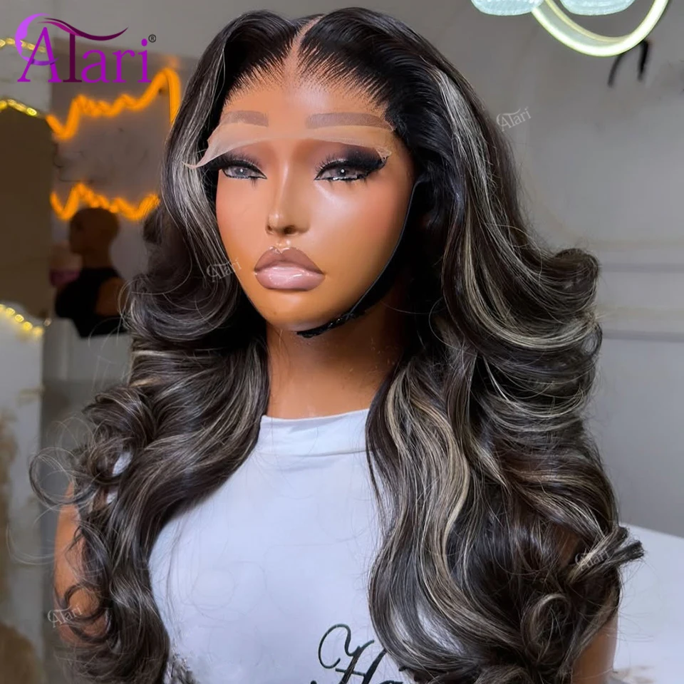 Balayage 13x4 13X6 Bouncy Wave Wig Pre Plucked Blonde 27 Highlights Human Hair Wigs Transparent Lace Frontal Wig Pre Plucked