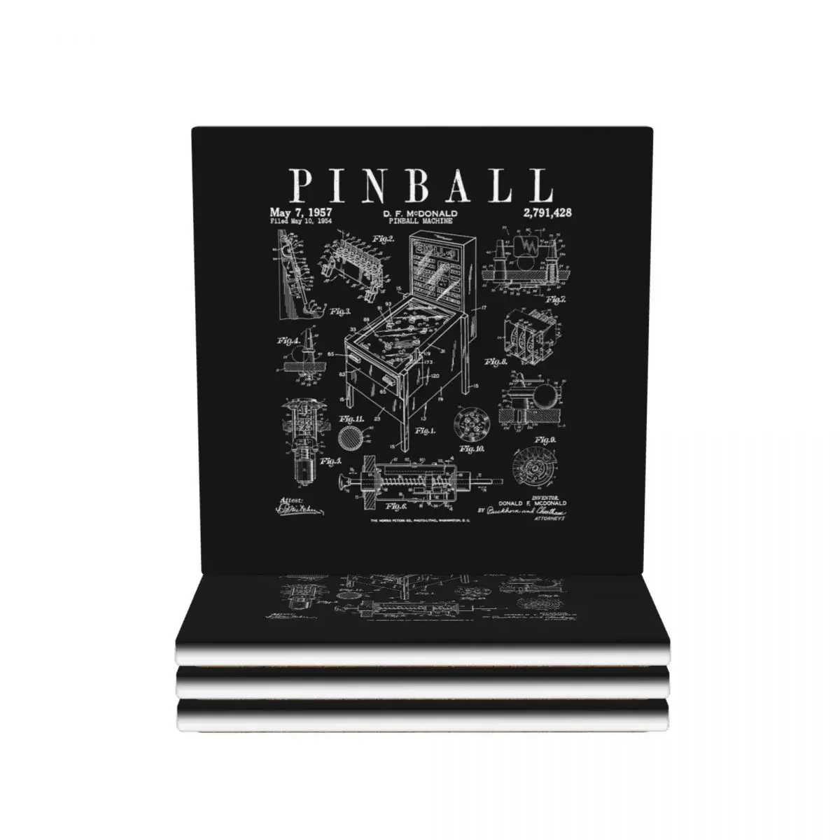 nouvelle Pinball Arcade Gaming Machine Vintage Gamer Coasters Ceramics Heat Resistant Mat Table Utensils For Table Placemats Coffee Mat