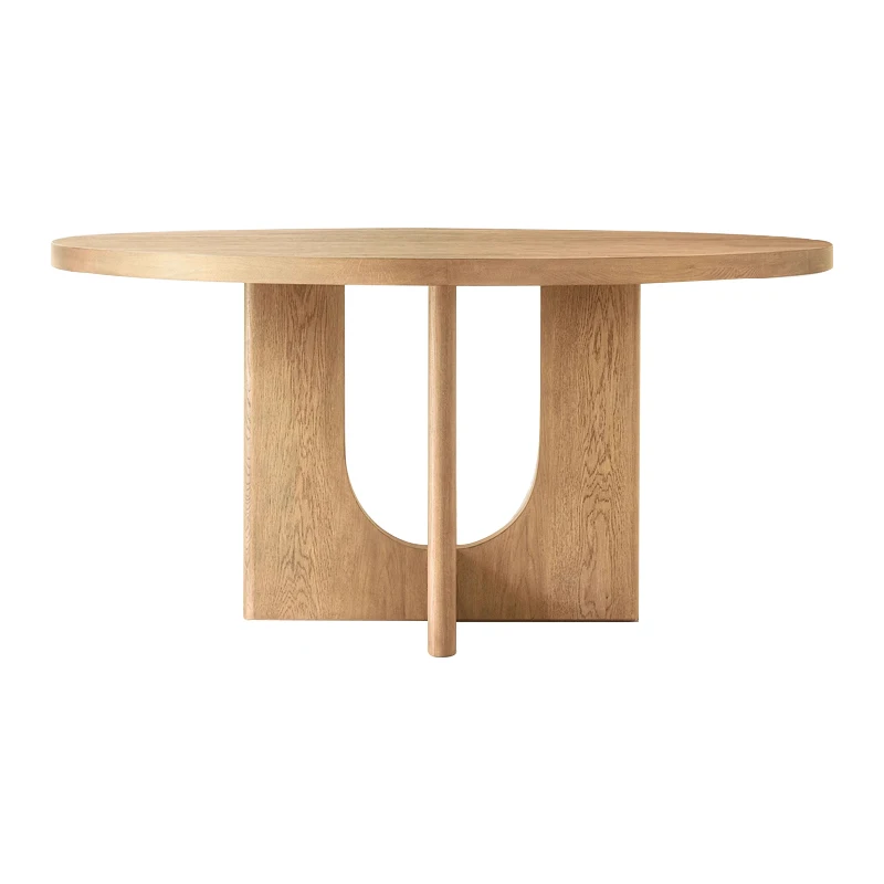 

American Country Solid Wood Dining Table for Six Dining Room Oak Vintage Round