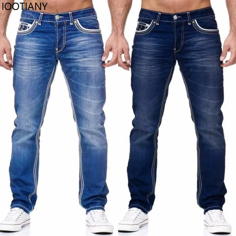 جينز مستقيم للرجال مغسول بدون فتحة جينز للربيع والصيف جينز صديقها ملابس خروج فضفاضة غير رسمية سراويل طويلة من قماش الدنيم #6