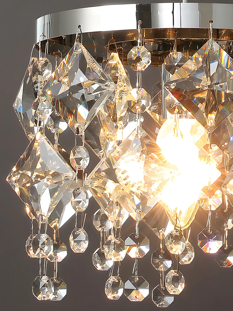 Nordic Style Crystal Chandelier Hanging Living Room Ceiling Light Designer Bedroom Bedside Lamp Dining Room Kitchen Pendent Lamp