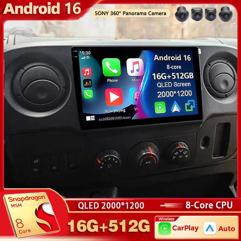 Android 16 Für Renault Master Nissan NV400 Opel Movano 2010 - 2021 2K QLED Android Autoradio Multimedia Videoplayer GPS CarPlay