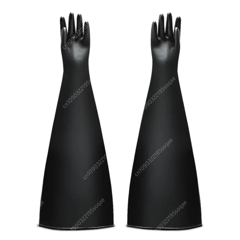 0.8-1.2Mm Thick Black Butyl Rubber Gloves, Acid/Alkali Resistant, For Battery Lab/Glove Box/Vacuum, Durable & Flexible