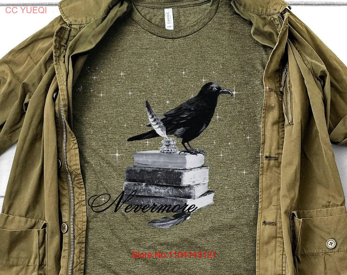 

Nevermore Raven Edgar Allan Poe Academy Эстетическая футболка из готического джерси Whimsigoth с длинными или короткими рукавами