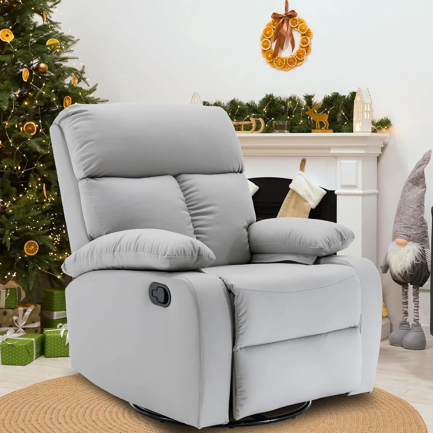 Rocker Recliner, Rocking Recliner Chair, Small Rocker Recliners for Small Spaces, Living Room, Bedroom, Nursery, RV, Light Grey