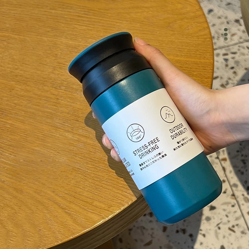 كوب ترمس بسعة كبيرة 350 مللي كوب ترمس من الفولاذ المقاوم للصدأ كوب قهوة حراري قارورة مفرغة معزولة زجاجة ماء ساخن خالية من مادة BPA