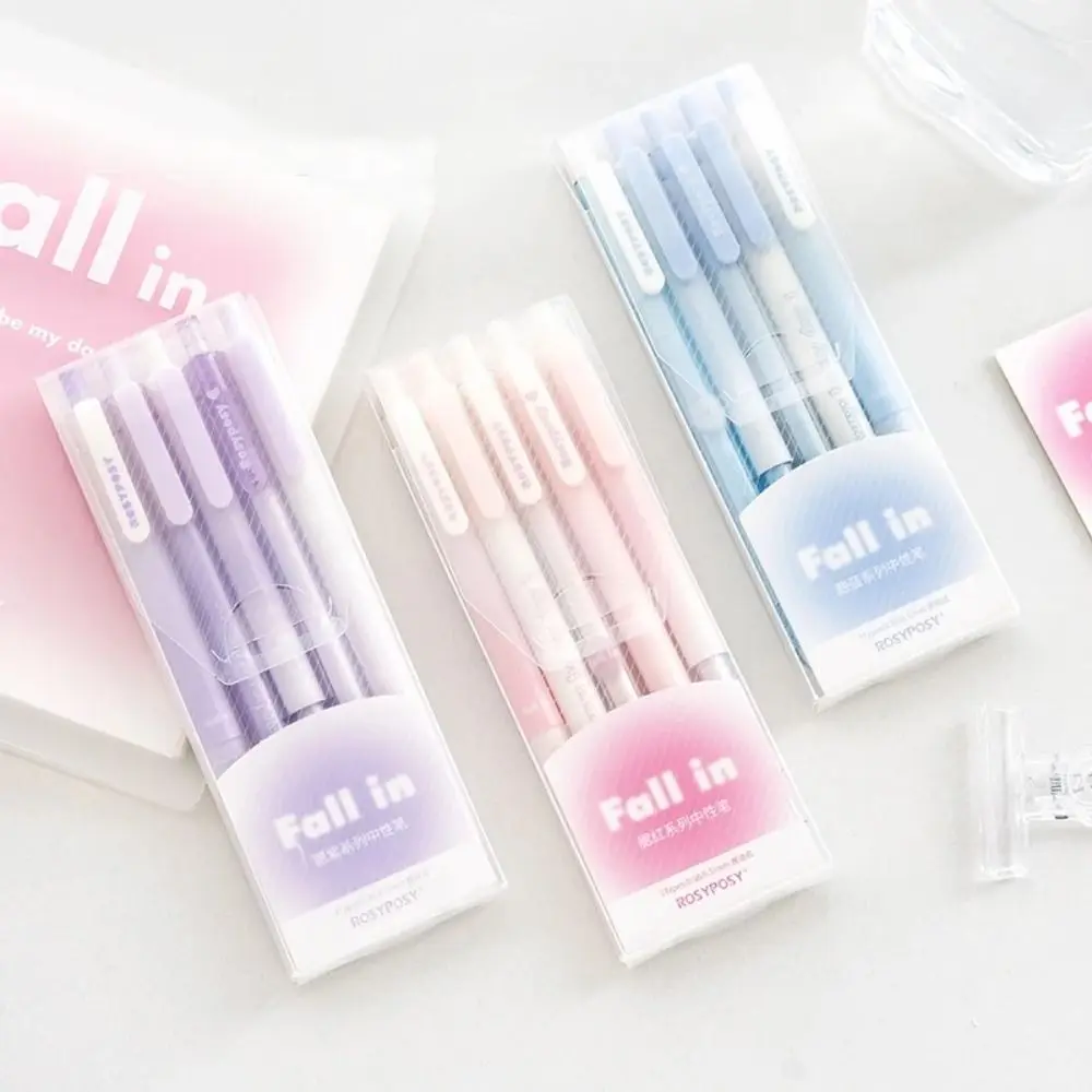 Gradient Color Gel Pen Set Black Ink Stationery Supplies Blush Design Gel Pens Set Office Accessories Plastic Shell Stationery