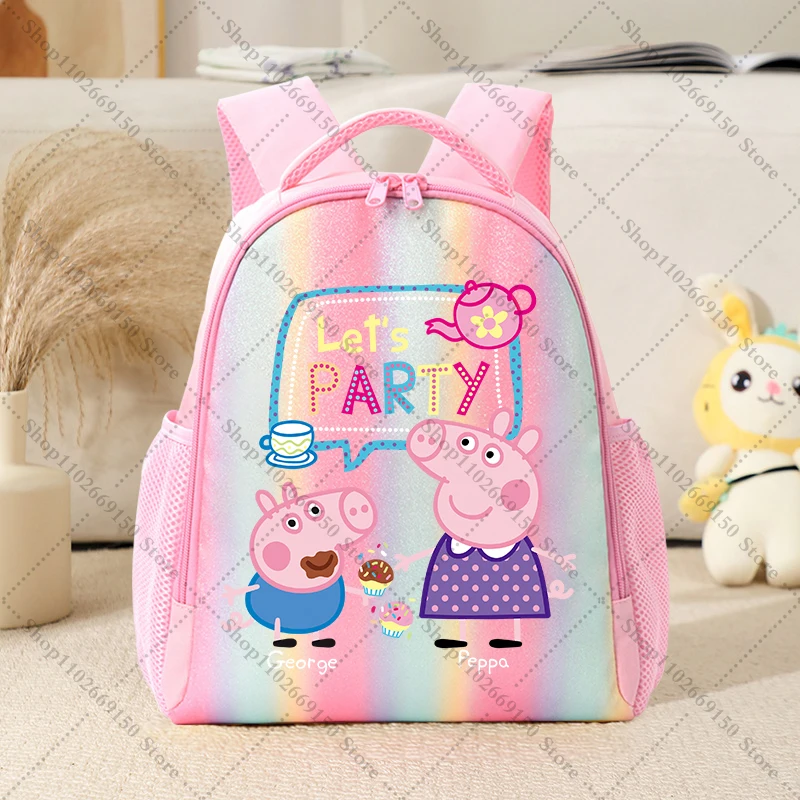 

Girl Anime Cute Backpack School Supplies Cartoon Peppa Pigs Casual Schoolbag Fashion Zip Book Bag Kawaii Stationery Gifts 2026