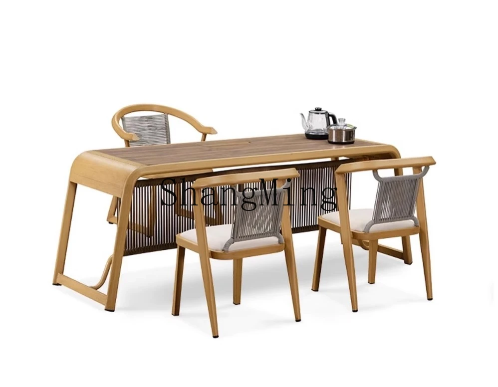 

CL and chairs new Chinese style tea table courtyard large tea table rattan tea table combination