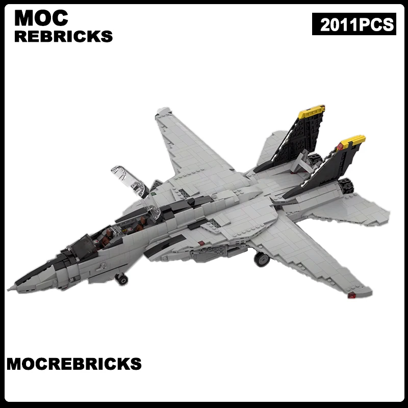 

WW II US Military F-14 Tomcat Two-seat Variable-sweep Wing Fighter MOC Building Blocks Combat Aircraft Bricks Toy For Kid Adults