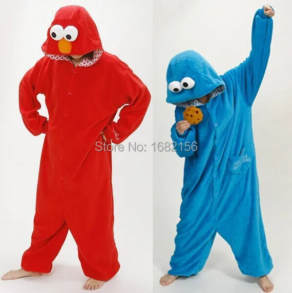 Kigurumi New Flannel Adult Cookie Monster Pajamas Disfraces For Unisex Sleepsuit Sleepwear Pyjamas Animal Onesie