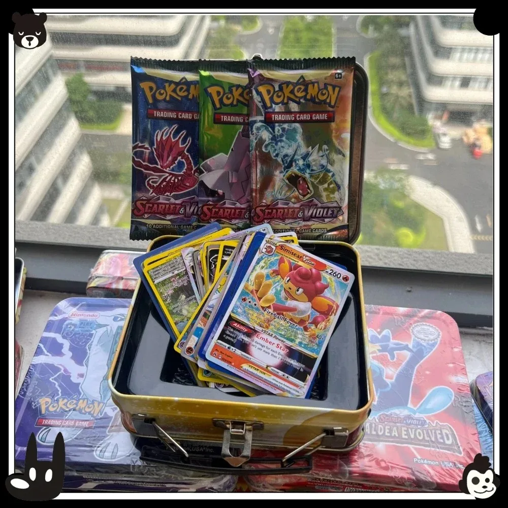 New popular boxed iron metal box Pok é mon battle toy with controller Pikachu game anime 68/210 English