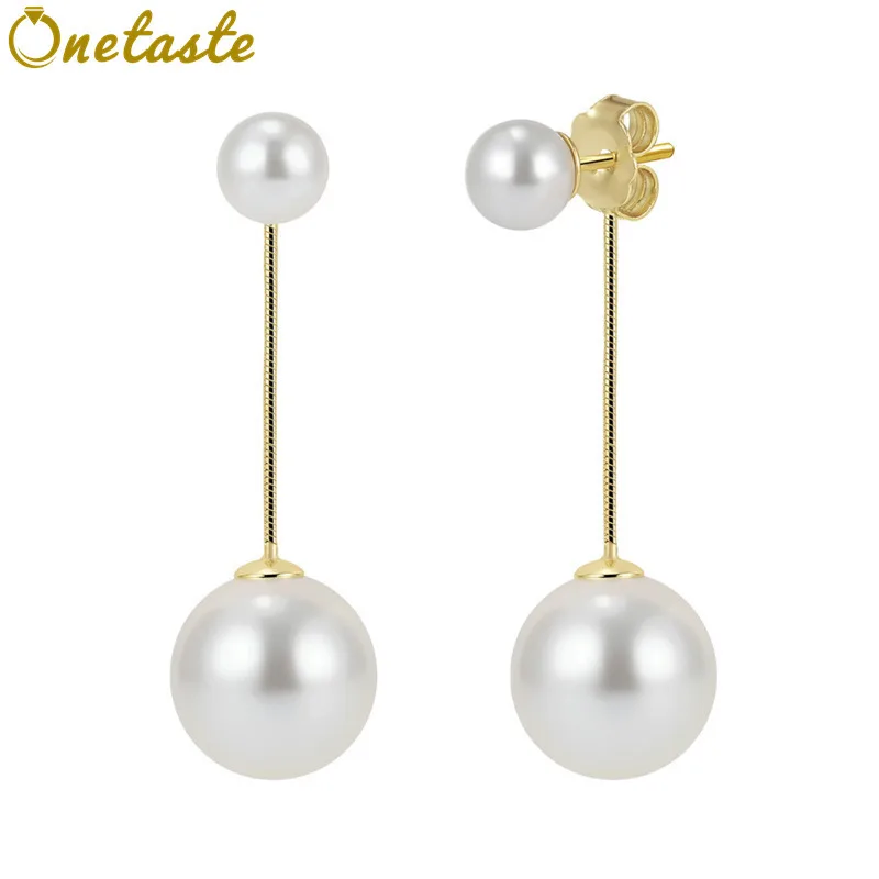 

925 Sterling Silver Double Shell Pearl Stud Earrings For Women Simple Elegant Front And Back Earrings 2026 New Trend Gift