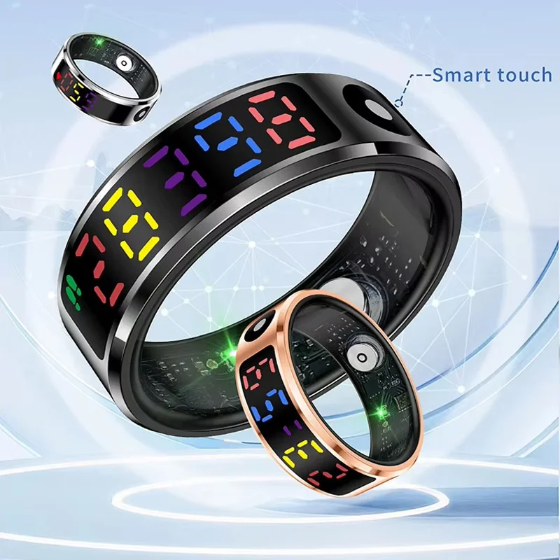 

2025 R12 Smart Ring with Color Screen Display, 2025 Ring IP68 Waterproof Sport Health Brush Tiktok Finger Ring for Xiaomi iPhone