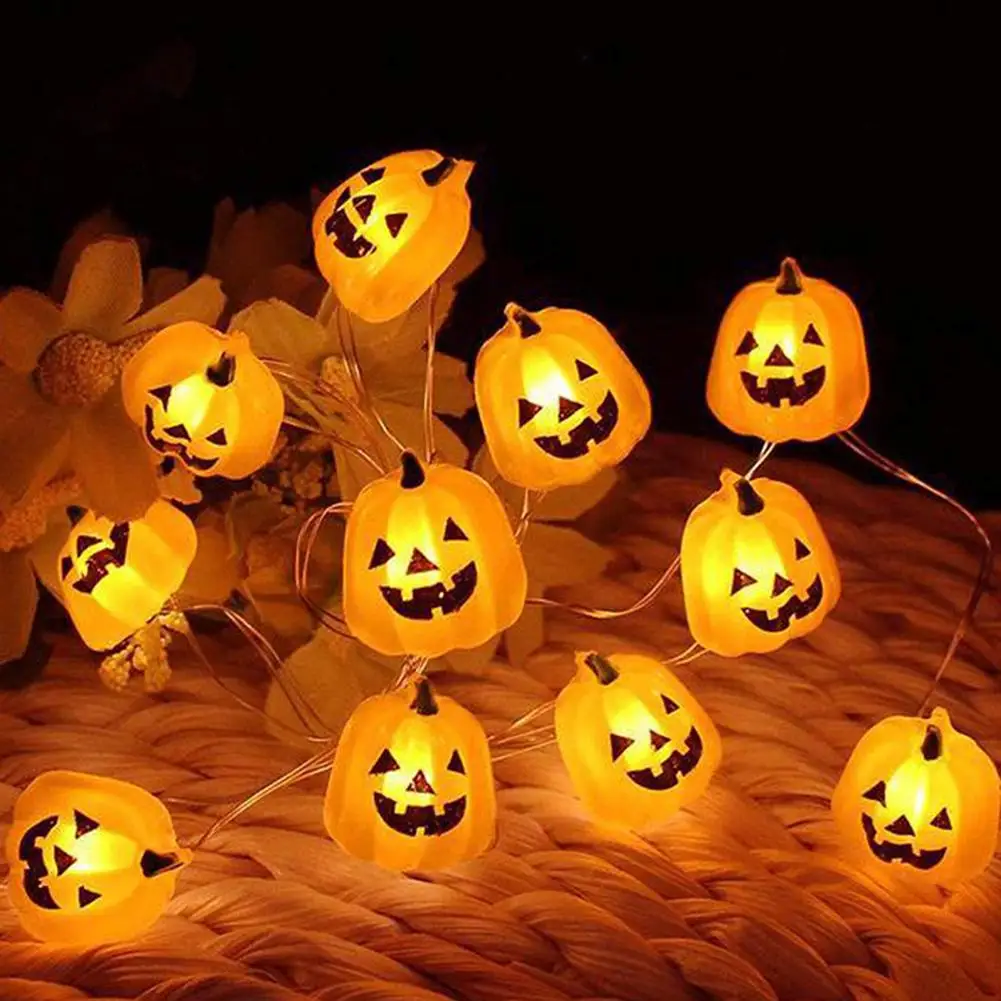 Decoración de Halloween calabaza de arce Artificial luz LED guirnalda de hadas luces para el hogar Halloween DIY linterna evento decoración fiesta S O6P7