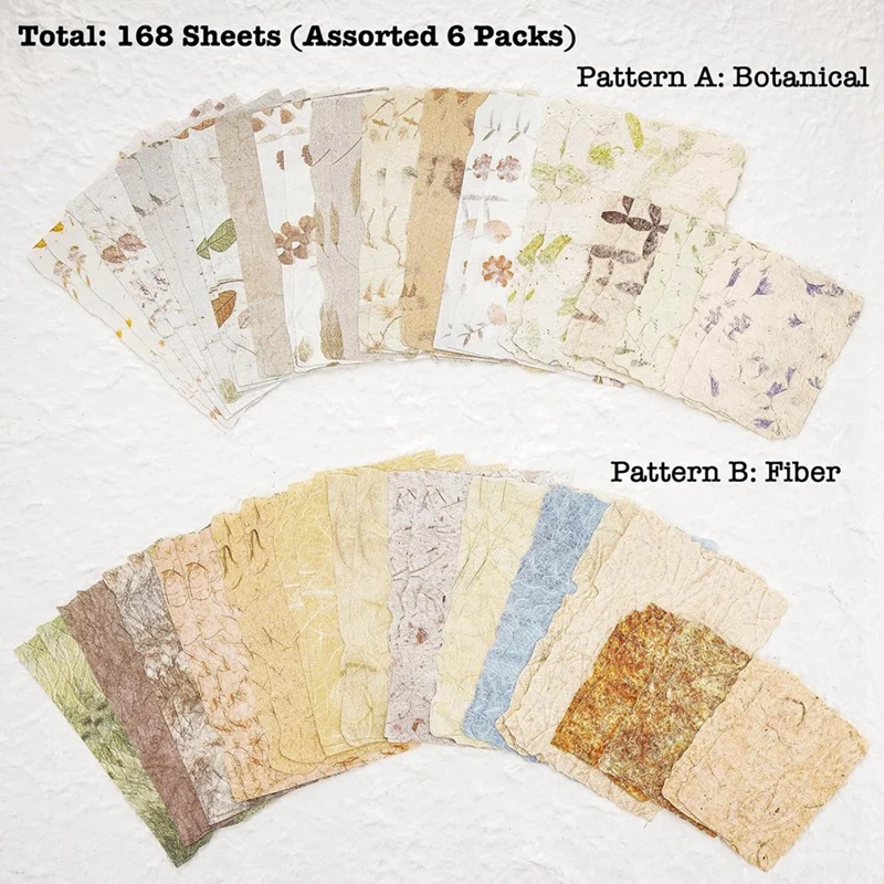 168 Sheets Scrapbook Paper And Embossed Textured Paper Assorted Set,6 Pack Mixed Special Paper For Scrapbooking Planner