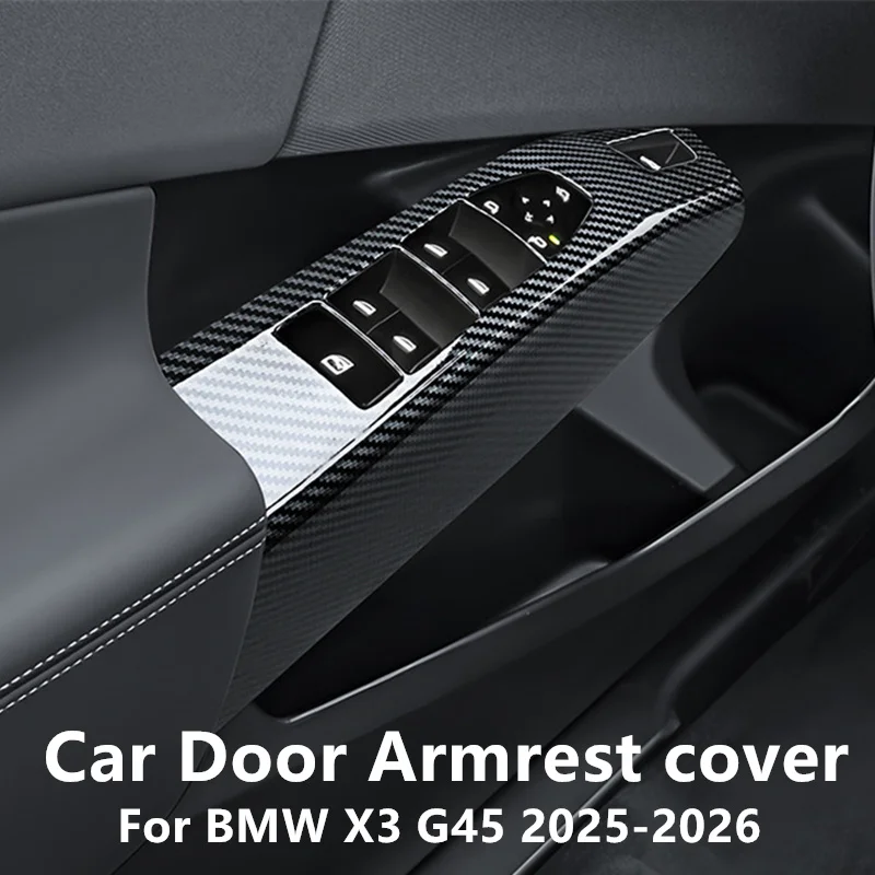 Car Door Armrest Cover Window Control Panel Cover Leather Decorative Cover For BMW X3 G45 2025-2026 Only for Left-hand Drive