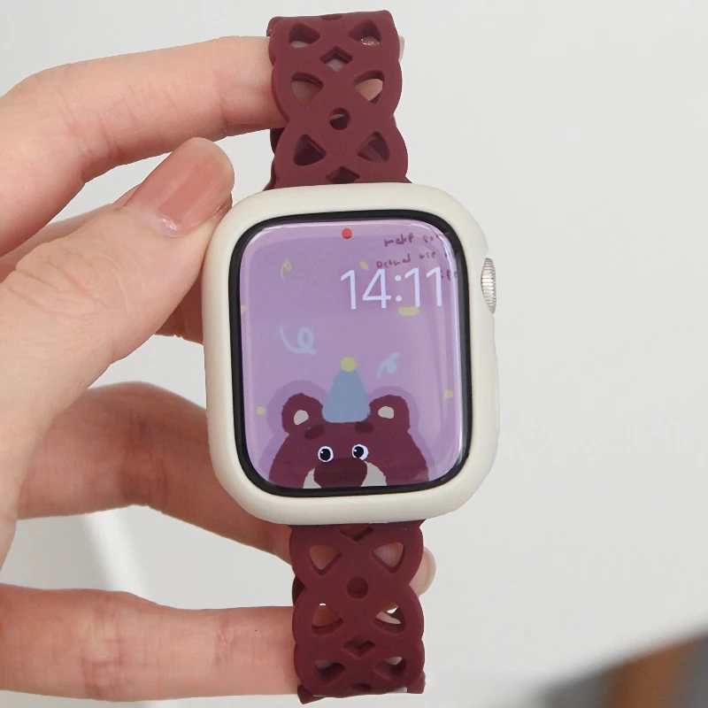 Band für Apple Watch Ultra 2 Serie 10 9 8 7 6 SE 5 4 Atmungsaktives Silikonarmband für iWatch 40 mm 44 38 49 42 46 41 45 mm Armband