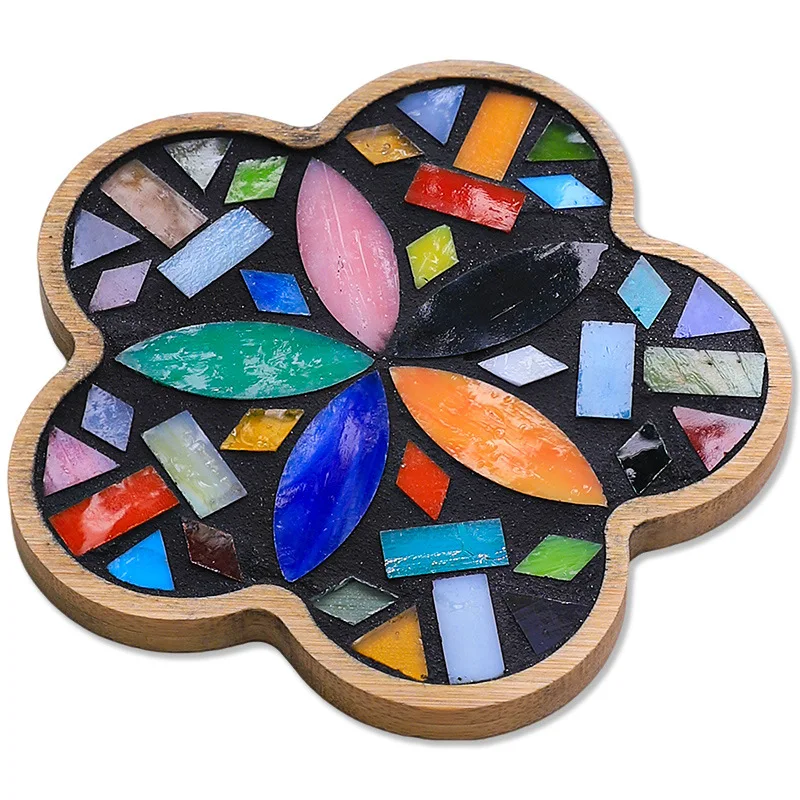 Handmade DIY Mosaic Mica Coaster Kit - Team Building Activity & Children‘s Craft Material Pack with Assorted Glass Tiles