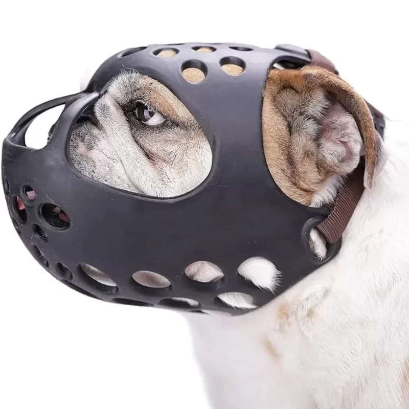 Bulldog Muzzle Soft Rubber Short Snout English Bulldog Muzzle French Bulldog Pug Anti-eating Anti-biting Muzzle Breathable