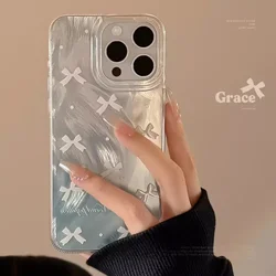 Luxury Laser Silver Bow knot Phone Case For Xiaomi Redmi Note 14 13 12 11 Pro Plus 5G 12S 11S 10S 10 9S 13C 14C 4G Hard Cover