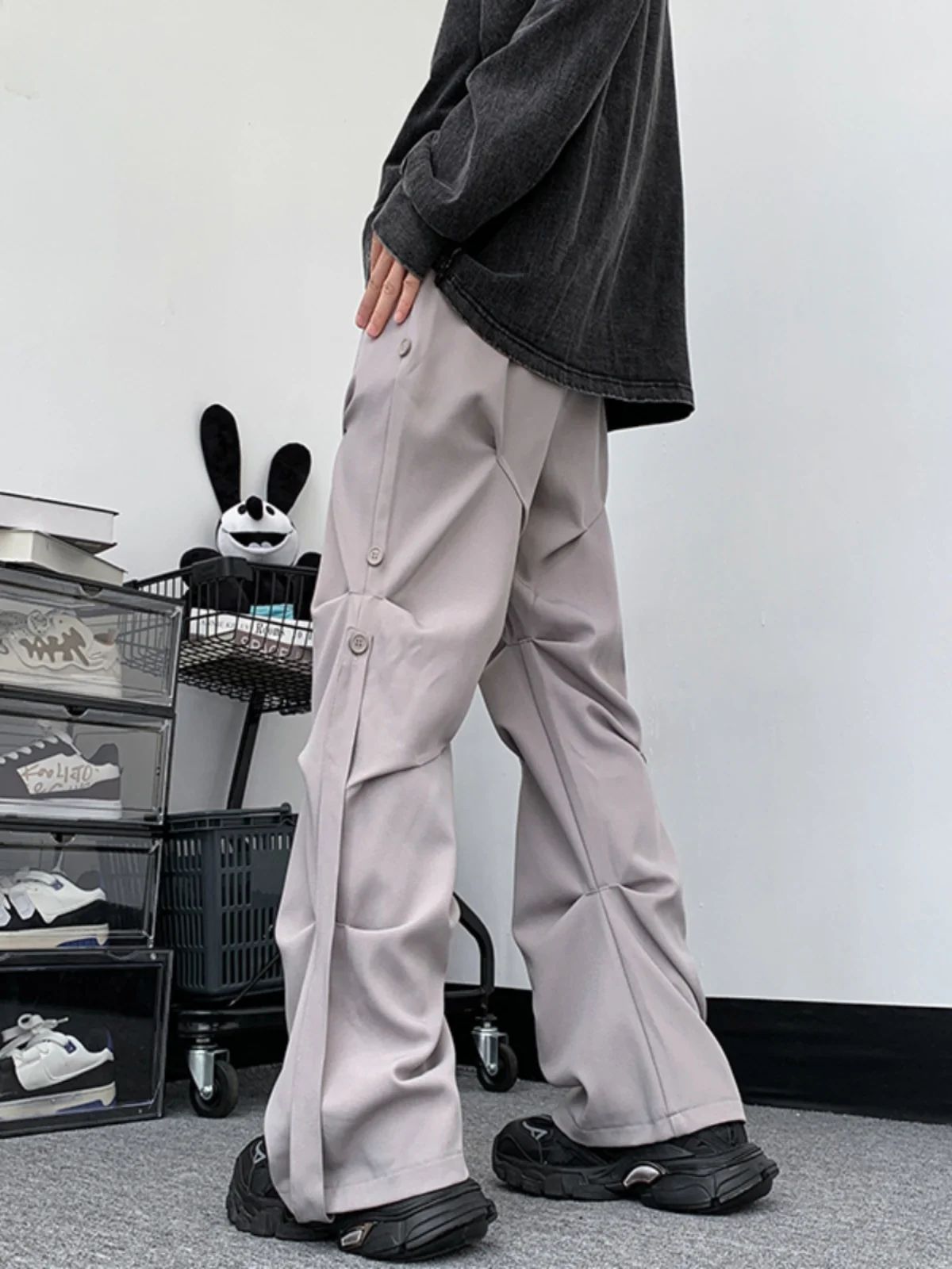 

Мужские повседневные брюки в американском стиле High Street Vibe, функциональные рабочие брюки с драпировкой, свободные прямые брюки в западном стиле