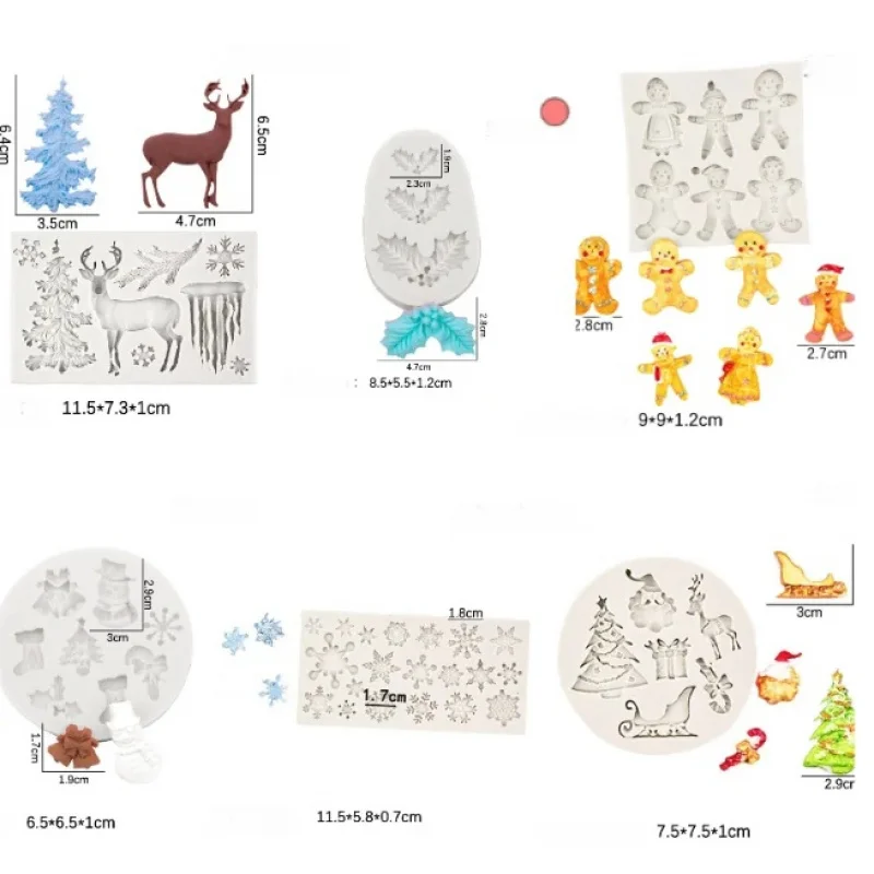 

【6Pcs Winter Christmas Mold】Silicone Plaster Craft Mold Set for DIY Ornaments, Resin Casting Baking Decor