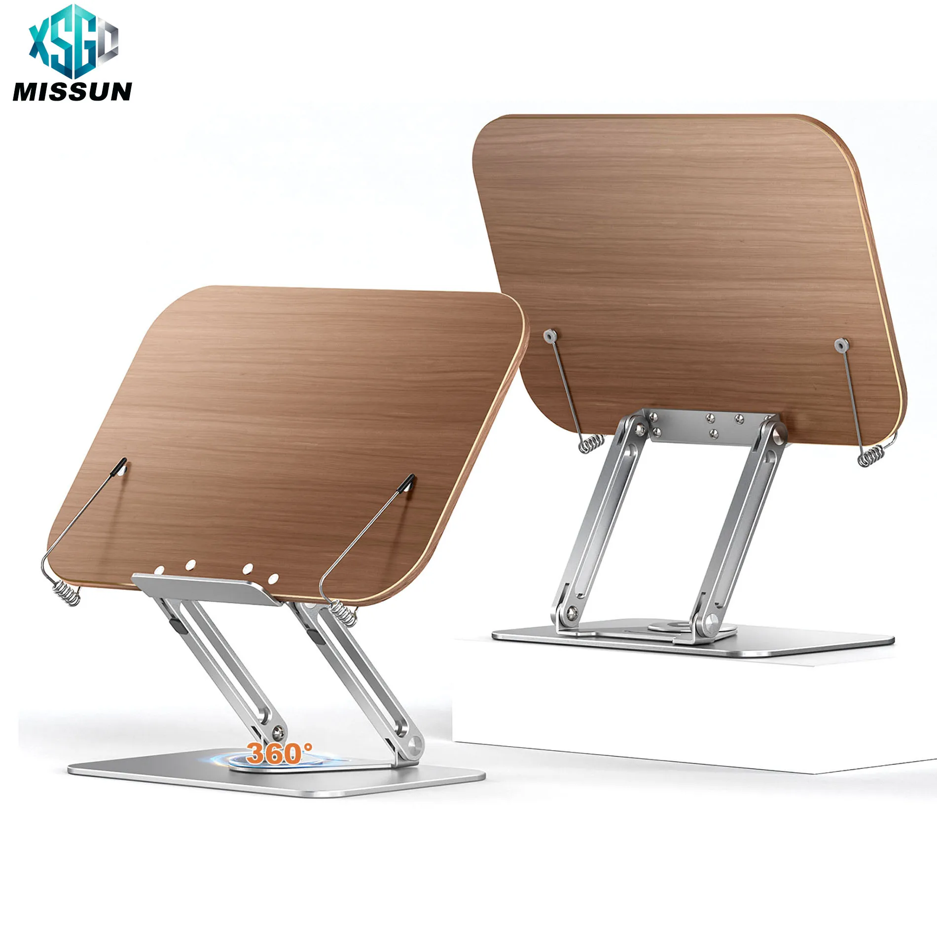 howens-book-stand-for-reading-adjustable-book-holder-with-360°-rotating-base-elastic-page-clips-foldable-desktop-riser-stand