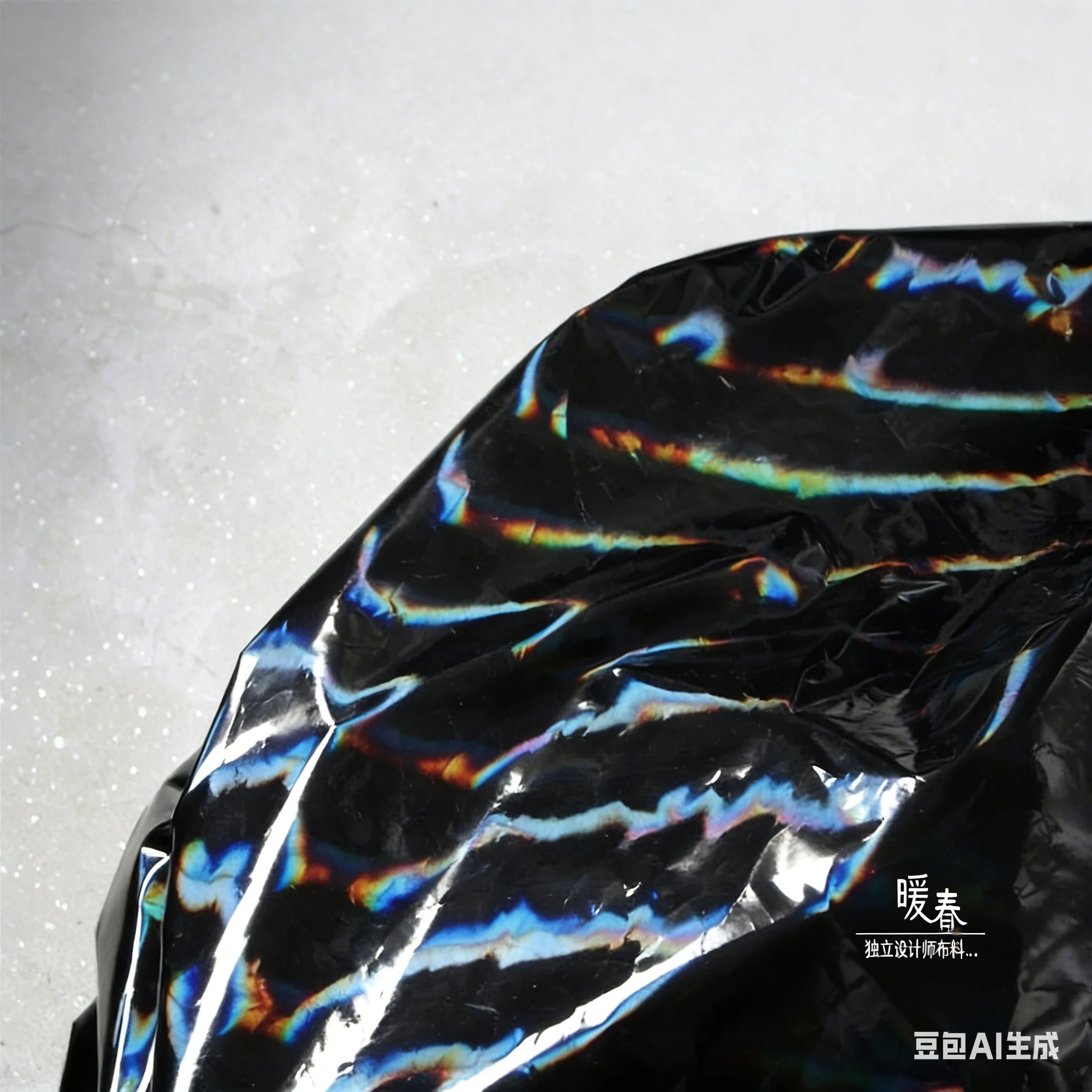 Rainbow Laser Down Fabric Holographic Bright Black Waterproof DIY Decor Bags Tights Trousers Down Jacket Clothes Designer Fabric