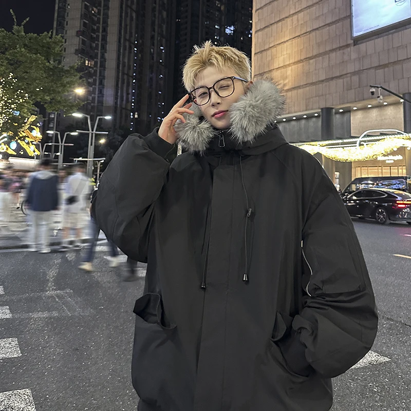 

Men Retro Parka Coat with Fur Collar Duck Down Snow Jacket Windproof Coats Thickened -30 Degree Keep Warm Outdoor Outerwear