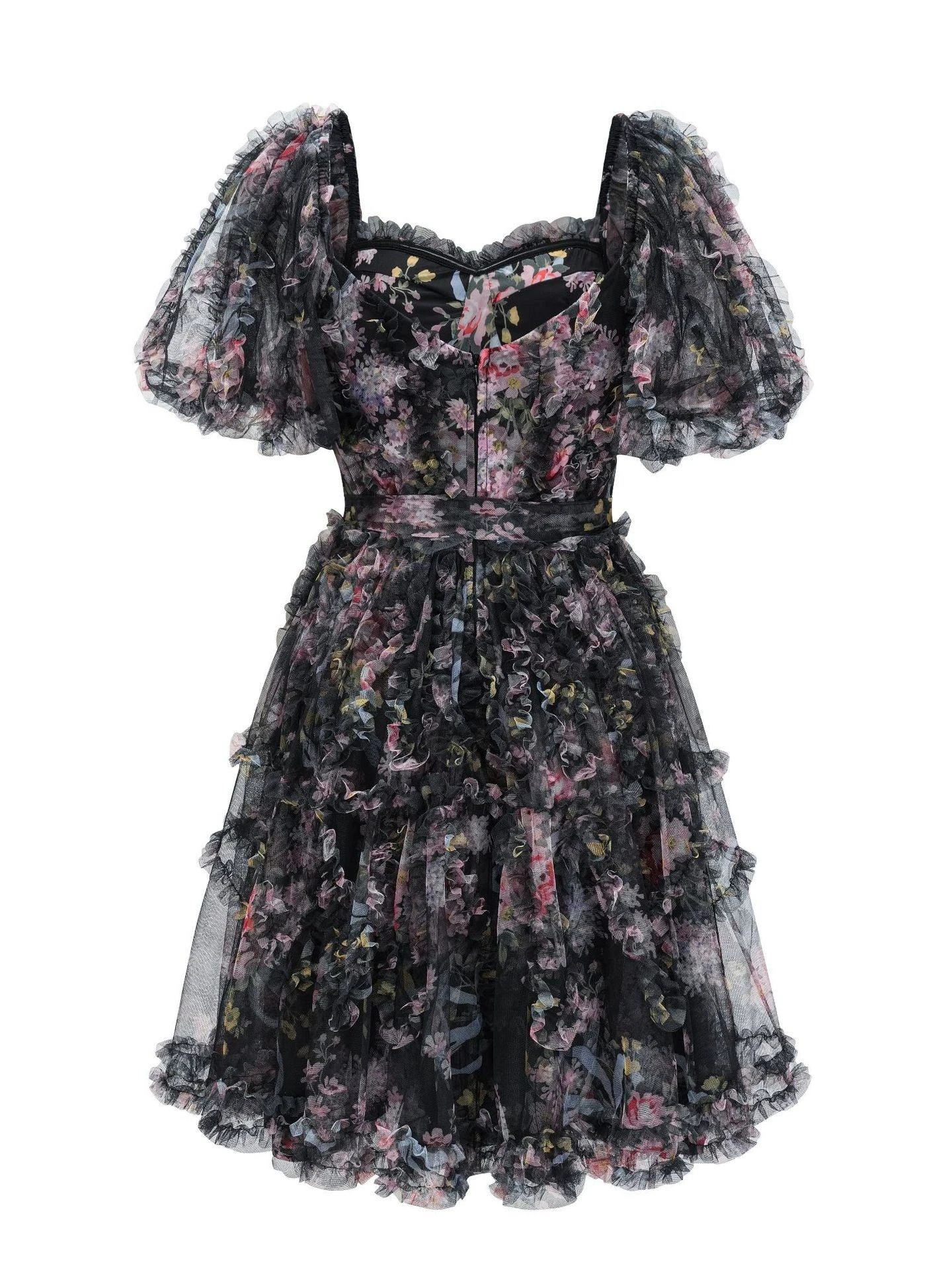 French 2025 new arrival chic fairy print mesh holiday style dress short fairy dress-GZXX498