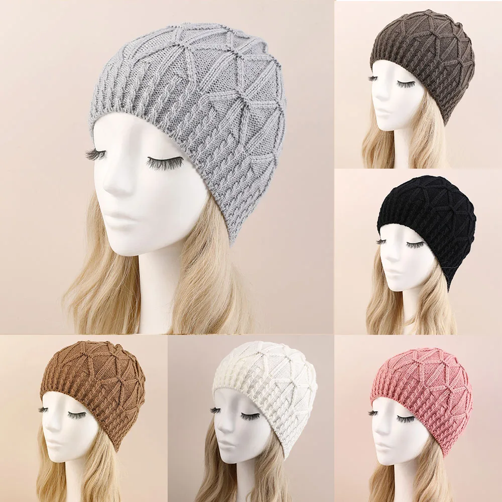 Winter Hats for Woman New Beanies Knitted Brown Cute Hat Girls Autumn Female Beanie Caps Warmer Bonnet Ladies Casual Cap